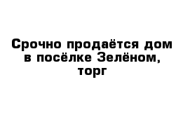 Срочно продаётся дом в посёлке Зелёном, торг